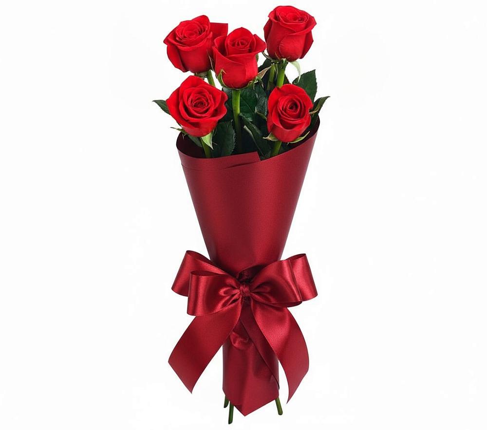 Букет 5 Красных роз Эдлесс Лав в Петровке