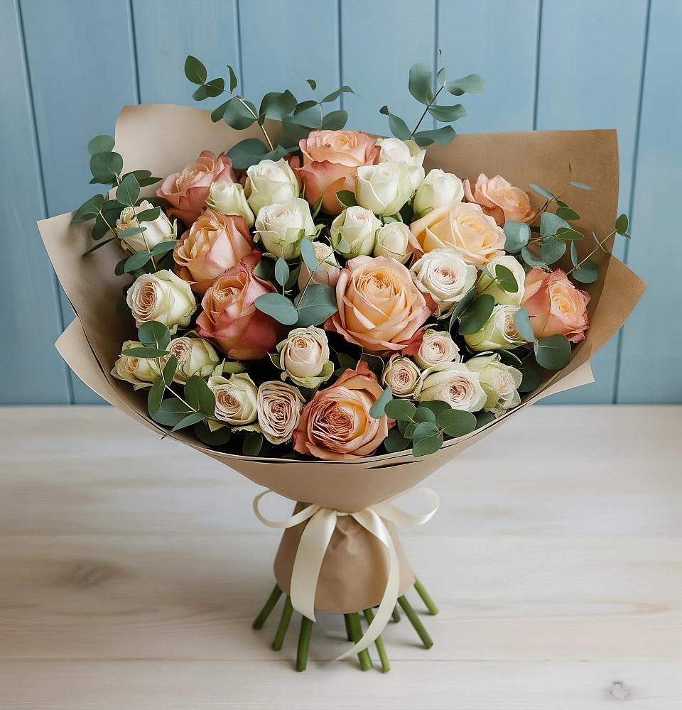 Букет цветов из: Альстромерии и Розы в Петровке