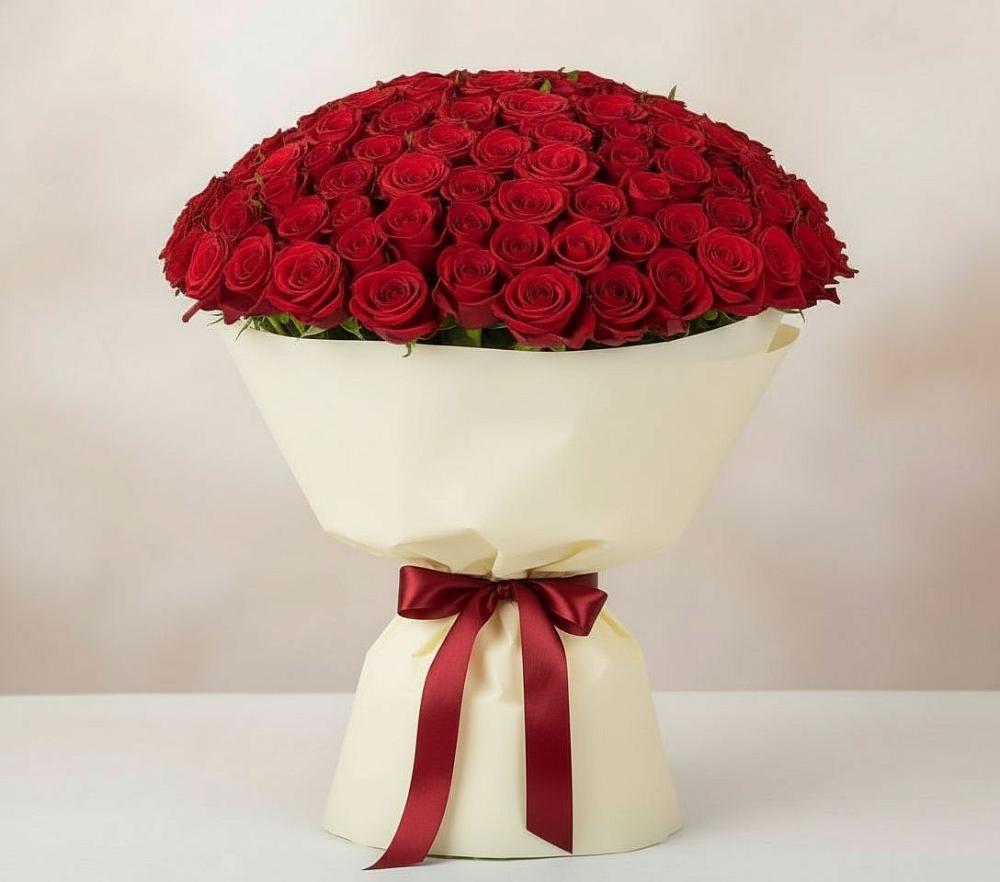 Букет 101 Красная роза Милано в Петровке