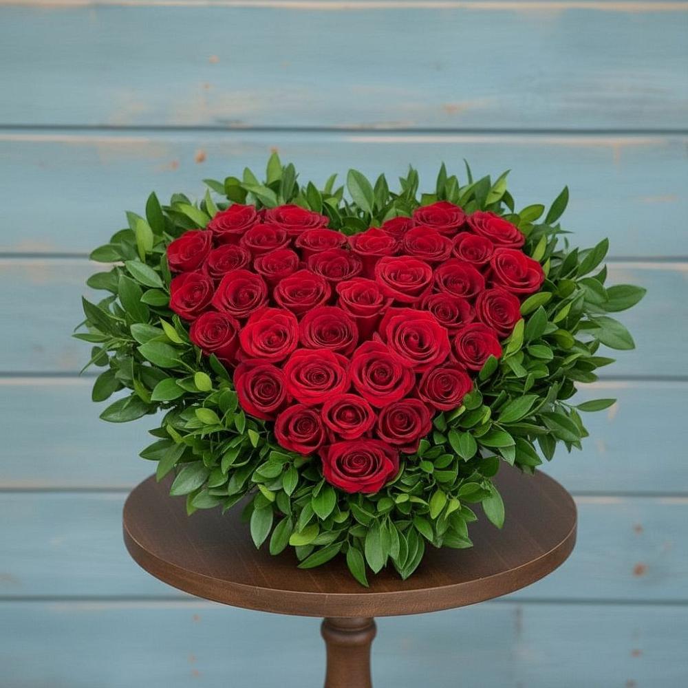 Цветочная композиция из Розы в виде сердца в Петровке