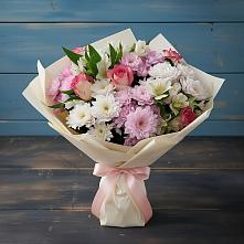 Букет цветов из:  Хризантемы, Альстромерии и Розы #REPLACE_PRED# Петровке