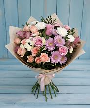 Букет цветов из:  Хризантемы, Розы и Альстромерии #REPLACE_PRED# Петровке