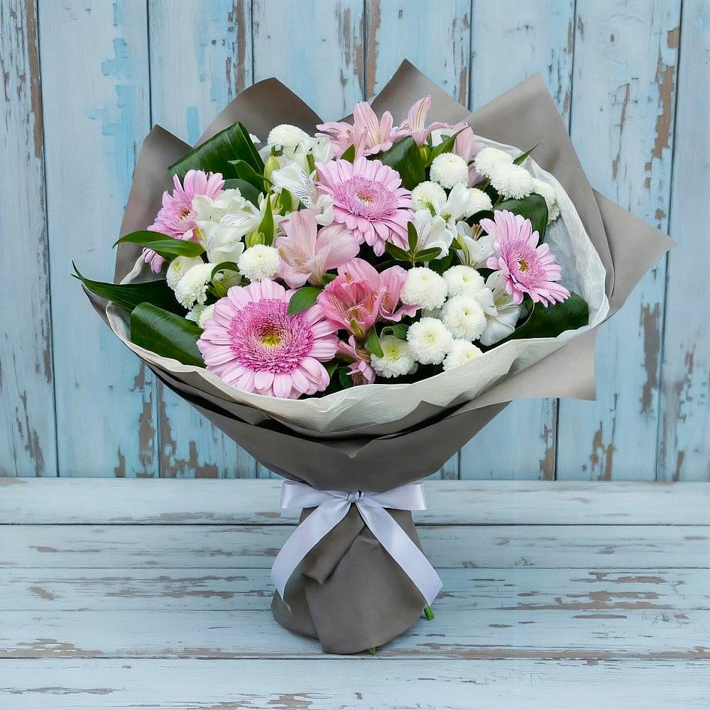 Букет цветов из: Герберы, Альстромерии и Хризантемы в Петровке